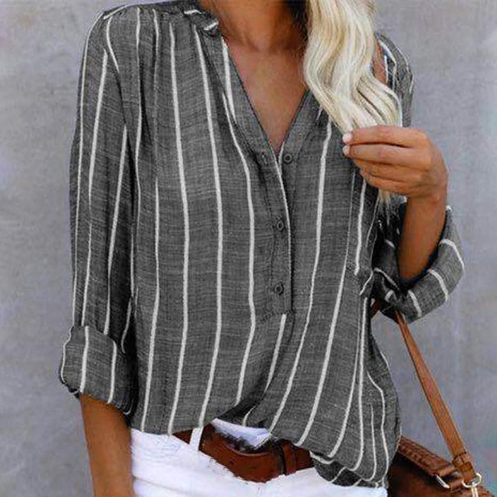 Image of Rosie | Women's Striped V-Neck Blouse