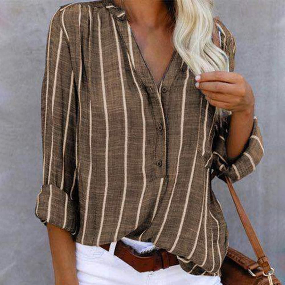 Image of Rosie | Women's Striped V-Neck Blouse