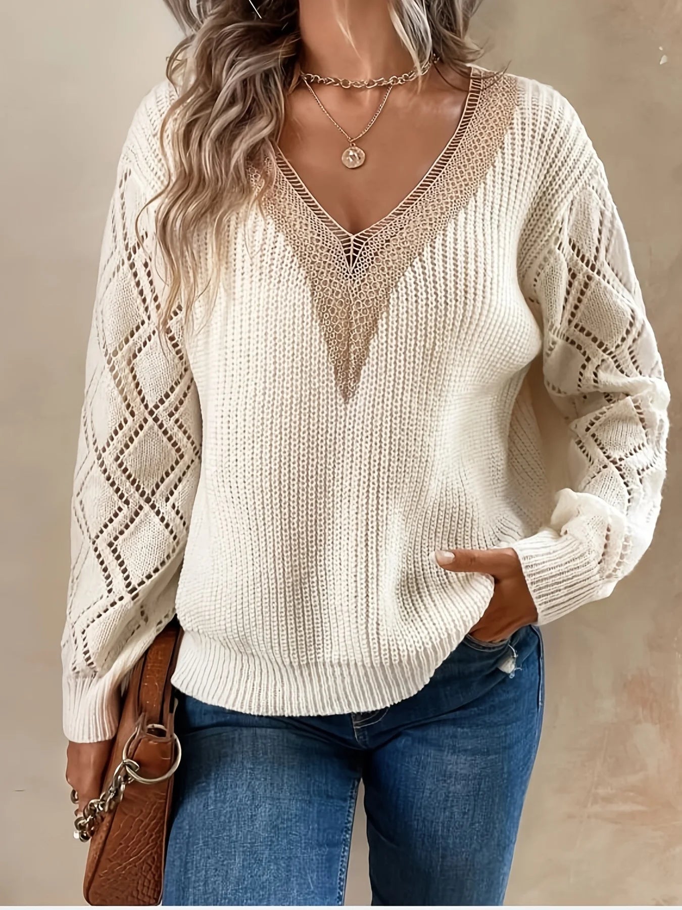 Image of Roxanne | Women's V-Neck Knit Sweater
