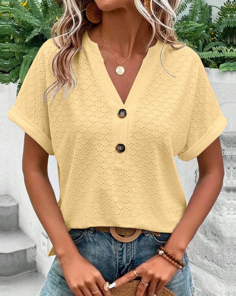 Image of Ruby | Women's V-Neck Button-Down Blouse