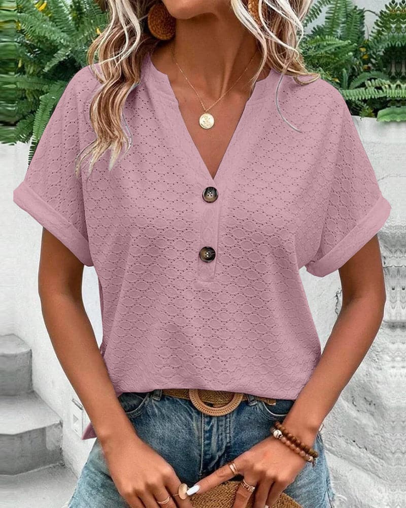Image of Ruby | Women's V-Neck Button-Down Blouse