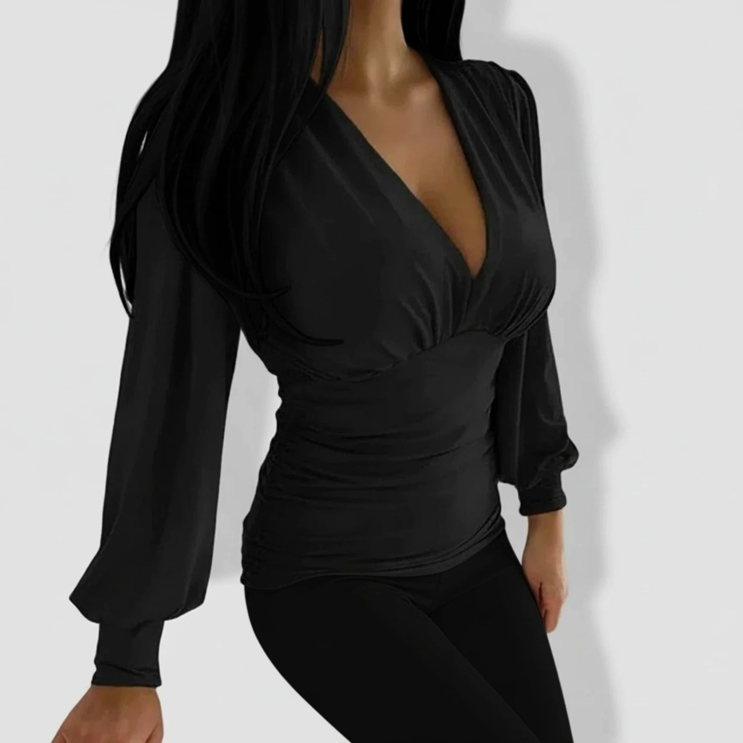 Ruched Long Sleeve Blouse for Women