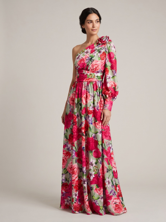 Sabrina | Women's One Shoulder Floral Maxi Dress - Image 1
