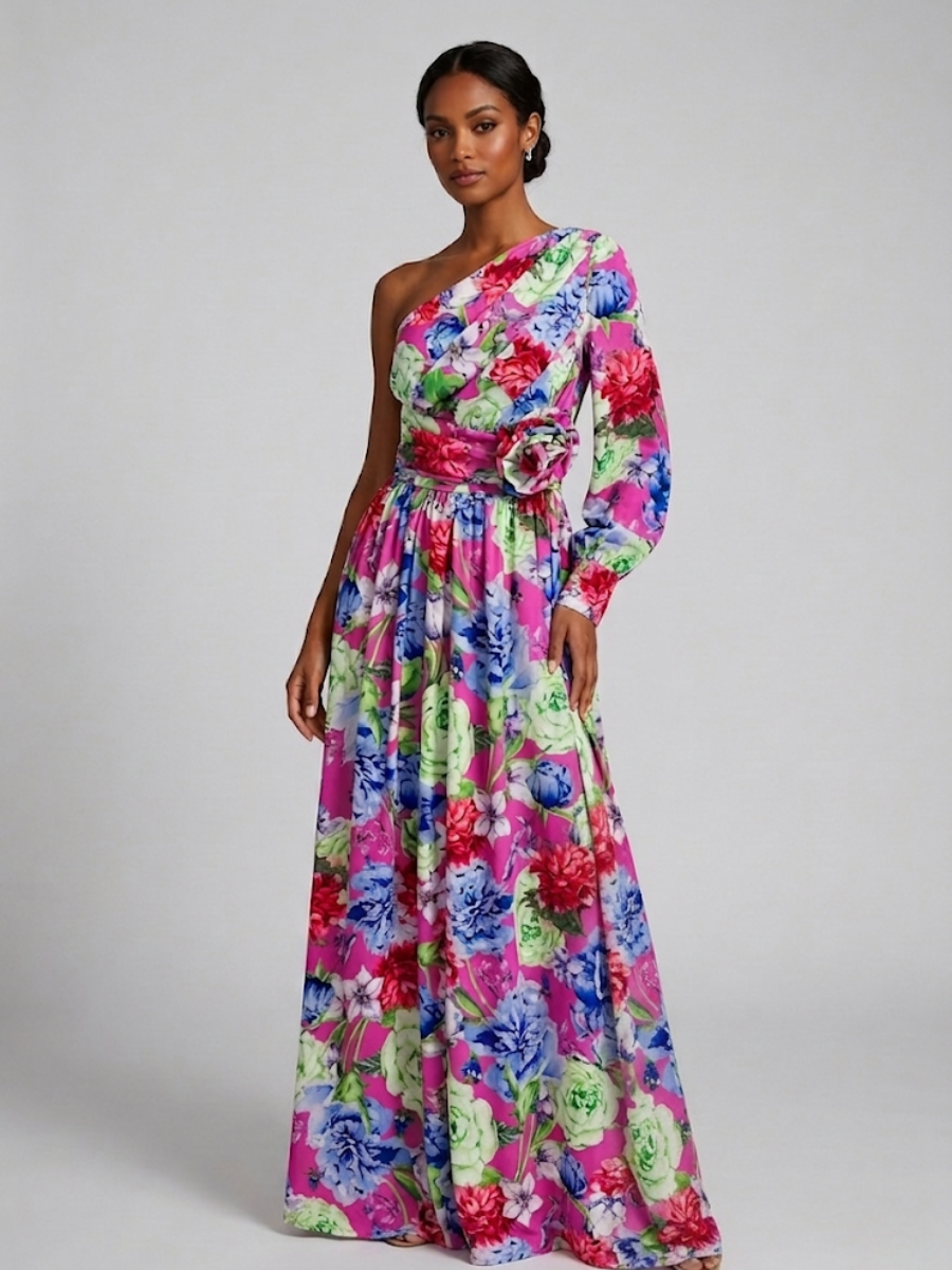 Sabrina | Women's One Shoulder Floral Maxi Dress - Image 1