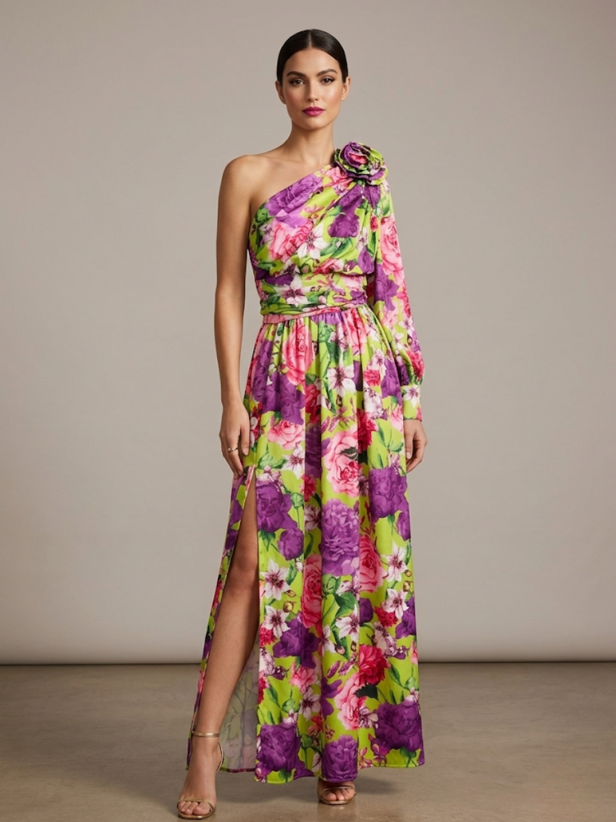 Sabrina | Women's One Shoulder Floral Maxi Dress - Image 2