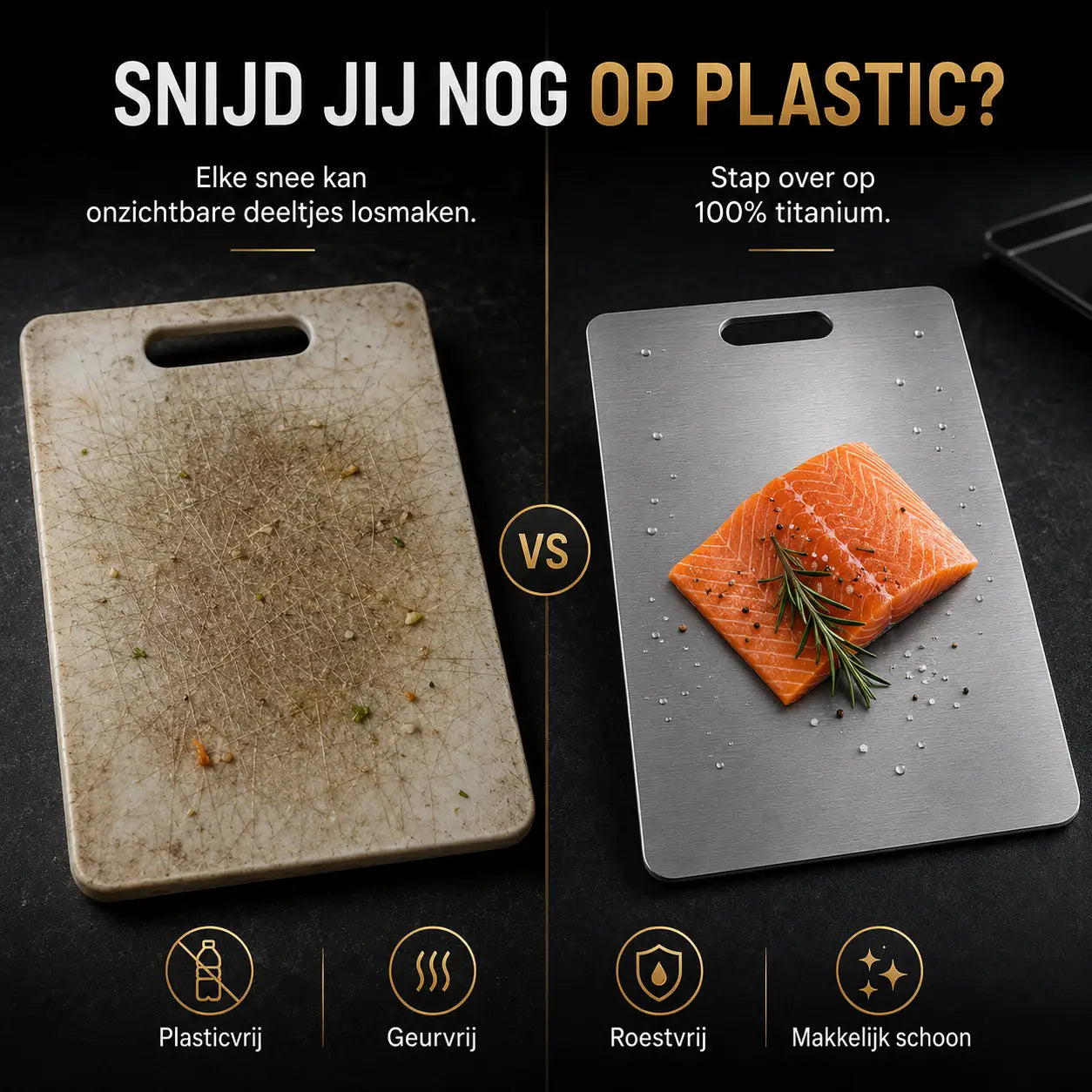 SafeCut™ 100% Titanium Cutting Board – Plastic-Free Cutting Without Microplastics, Odors, or Stains