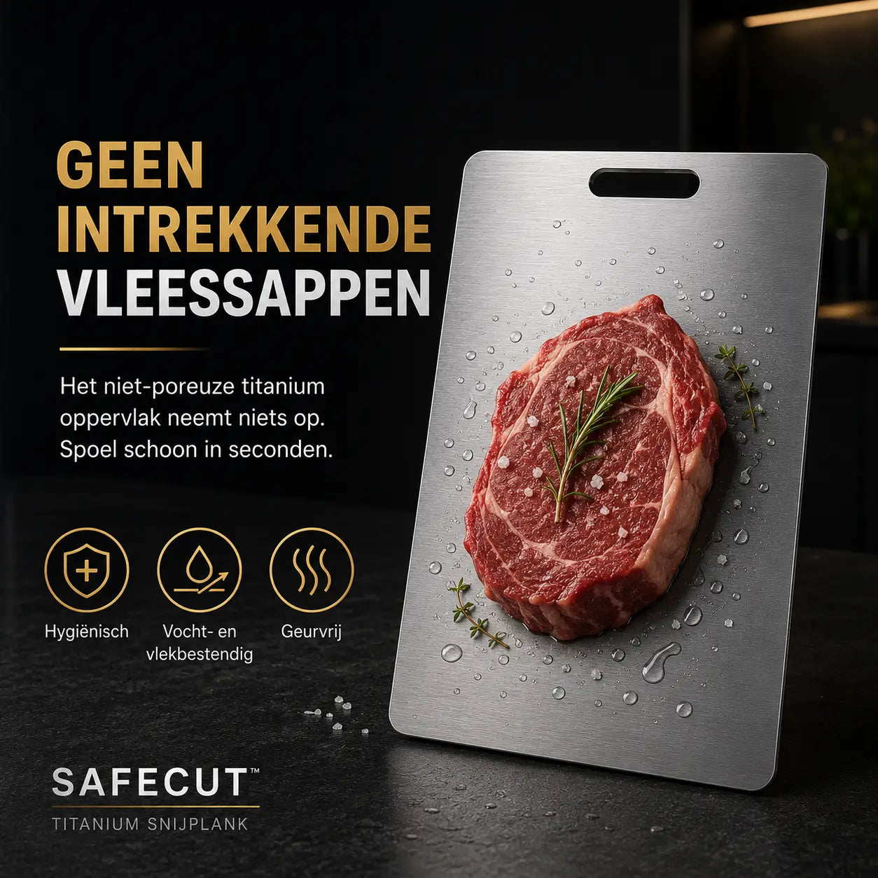 SafeCut™ 100% Titanium Cutting Board – Plastic-Free Cutting Without Microplastics, Odors, or Stains