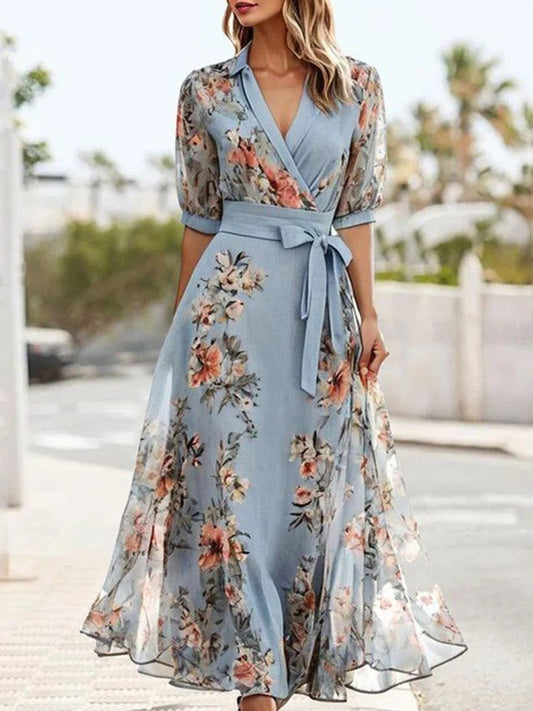 Image of Sara | Women's V-Neck Wrap Maxi Dress