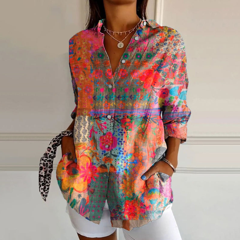 Image of Savannah | Women's Button-Down Floral Blouse