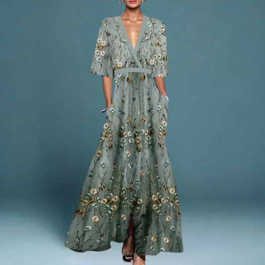 Image of Savannah | Women's V-Neck Floral Maxi Dress