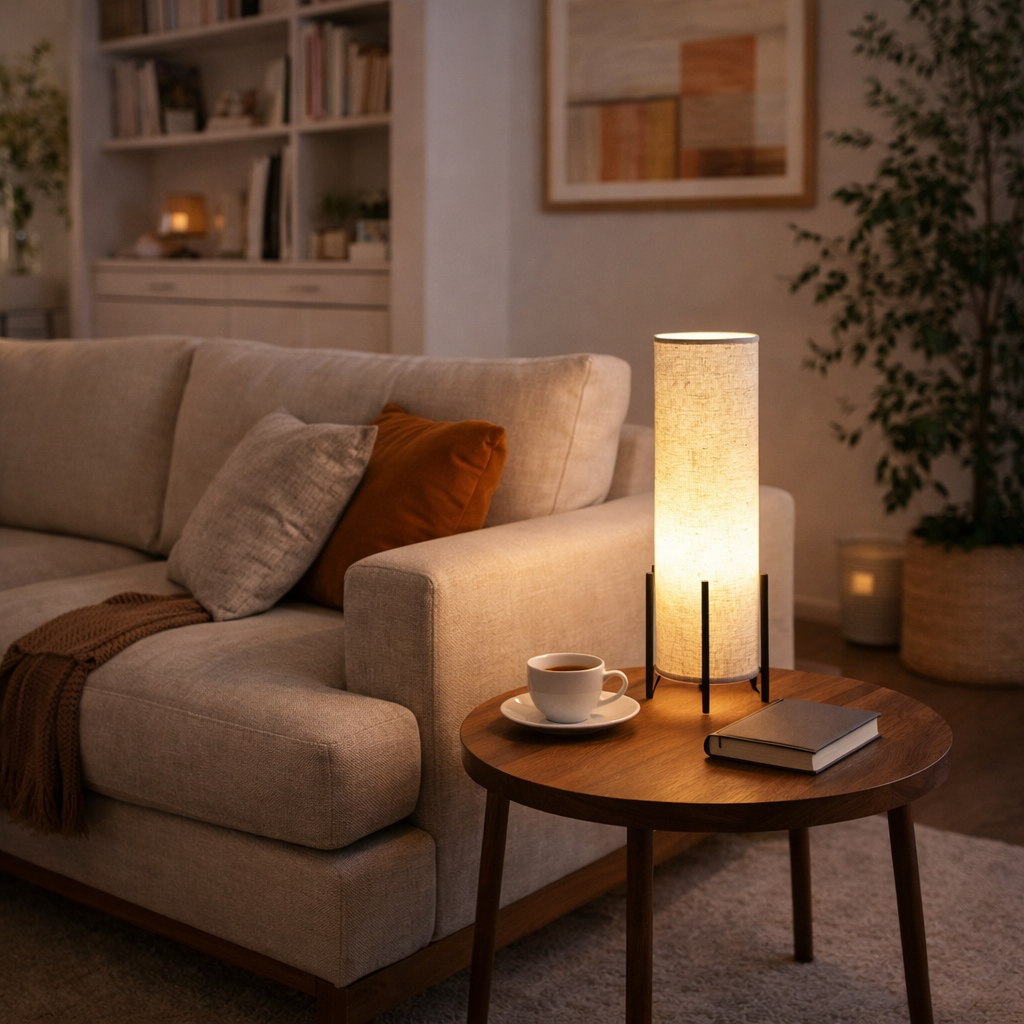 Scandinavian Wooden Fabric Table Lamp for Living Room Lighting