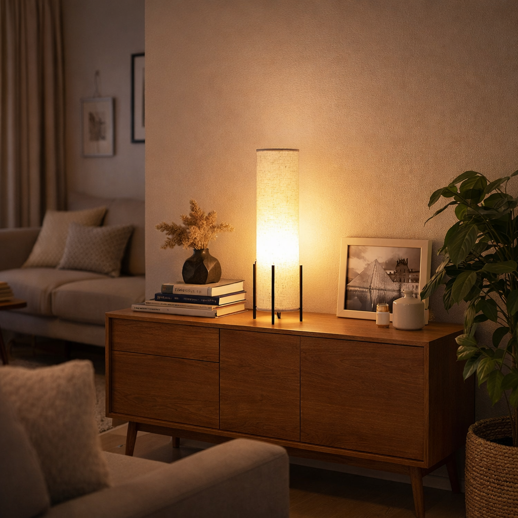 Scandinavian Wooden Fabric Table Lamp for Living Room Lighting