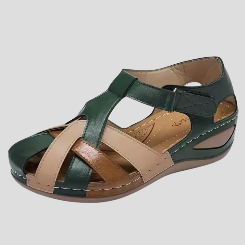 Image of Scarlett | Women's Multi-Strap Closed Toe Wedge Sandals