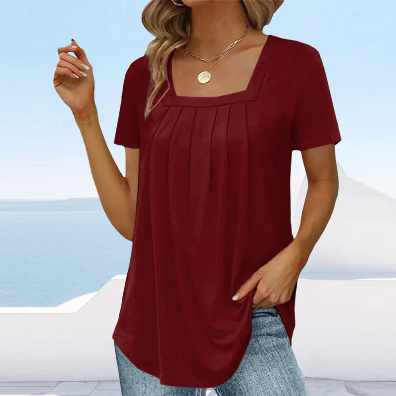 Image of Scarlett | Women's Square Neck Pleated Blouse