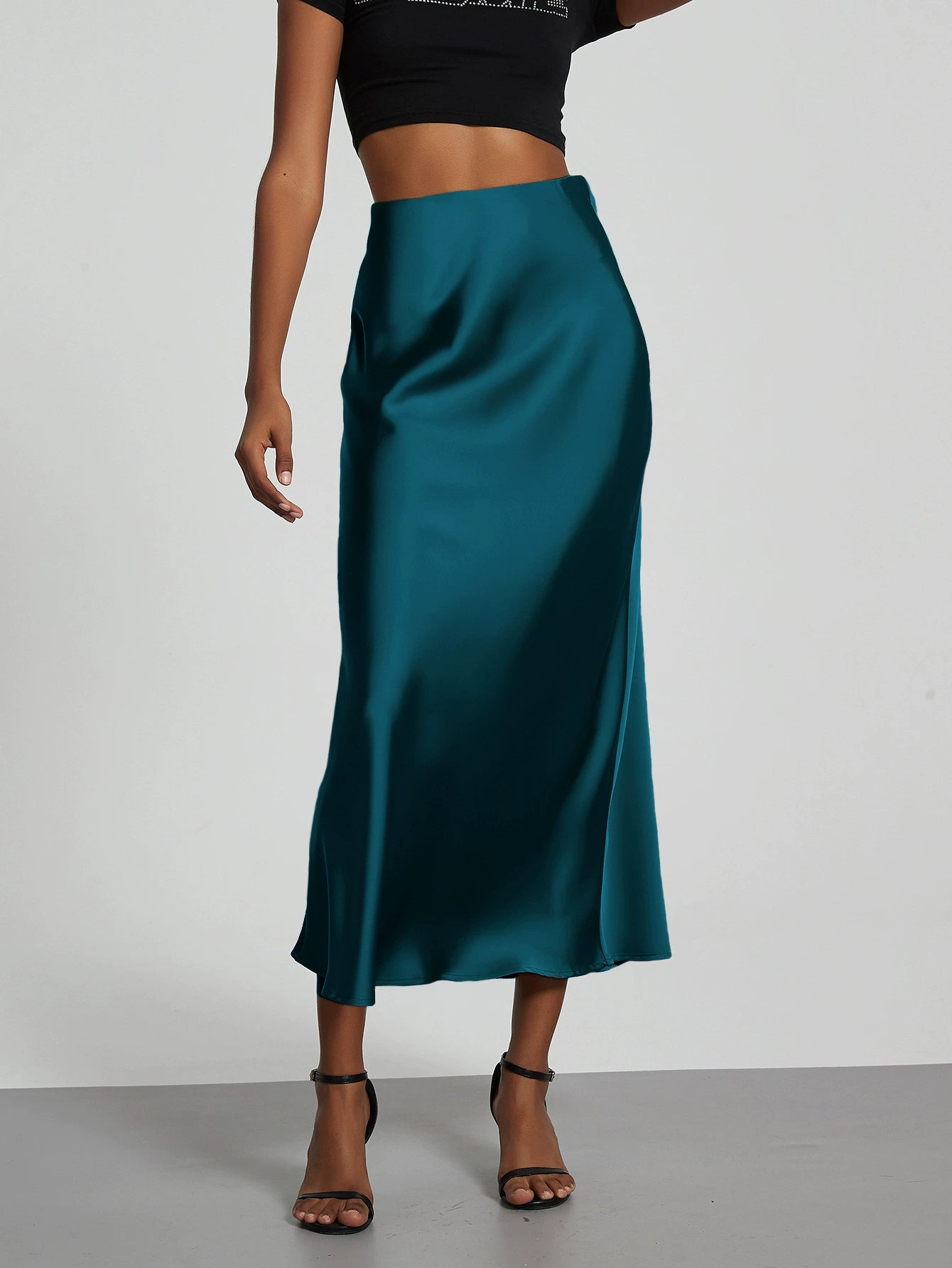 Image of Serena | Women's High-Waisted A-Line Midi Skirt
