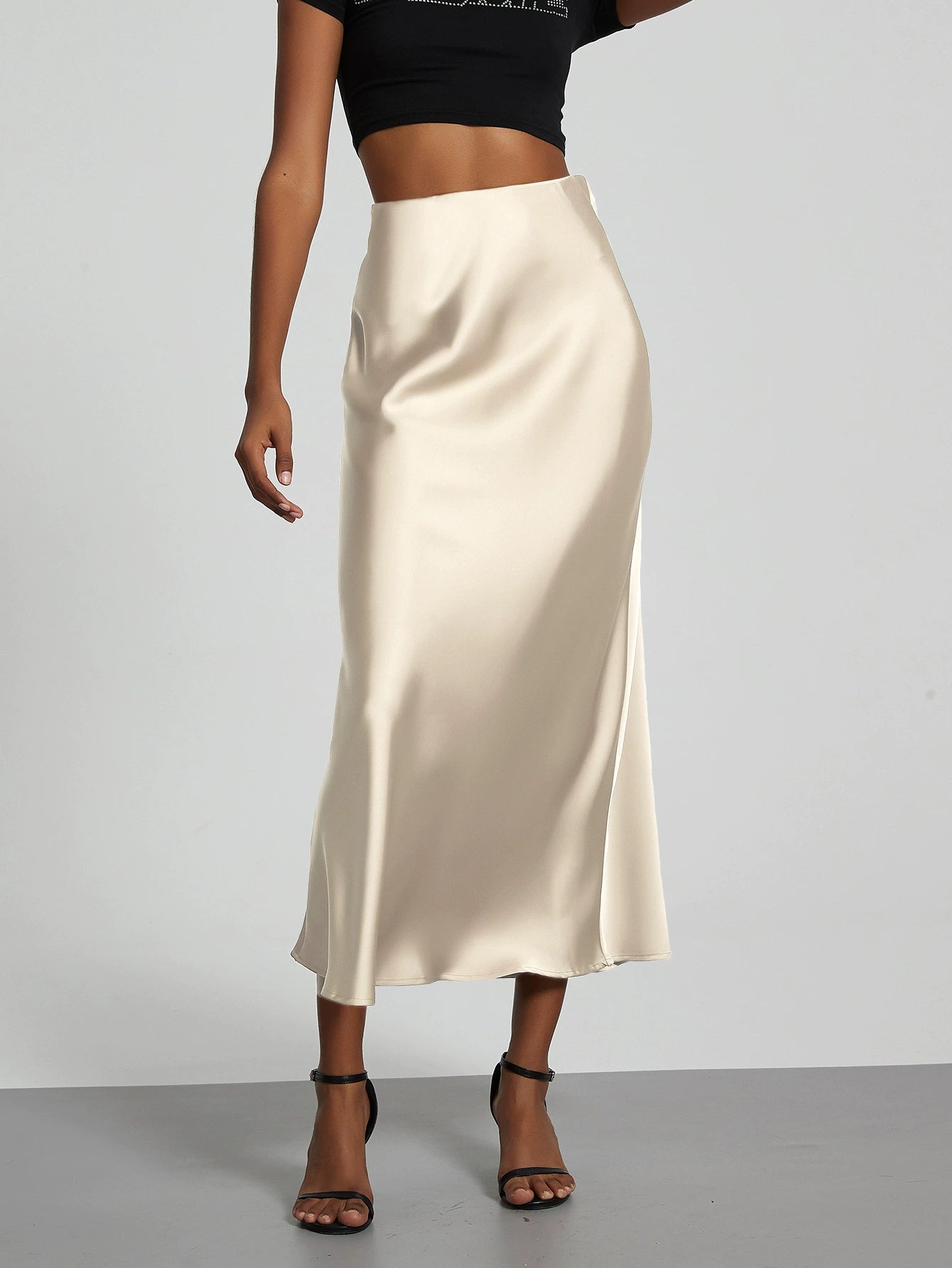 Image of Serena | Women's High-Waisted A-Line Midi Skirt