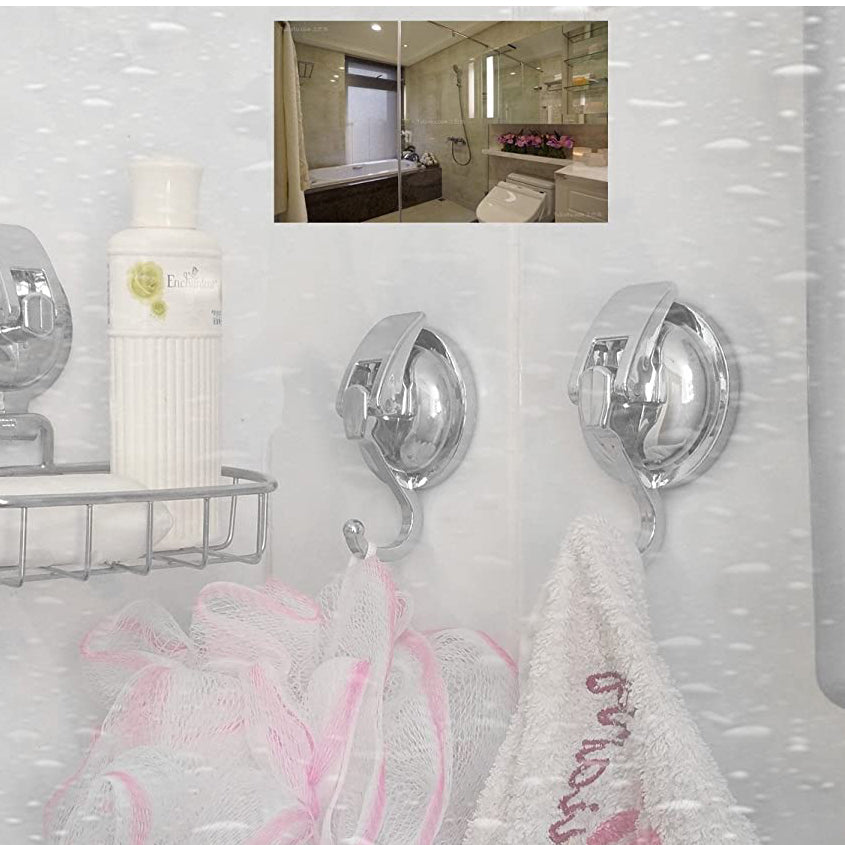 Set of 2 Durable Suction Cup Hooks – Damage-Resistant and Reusable, Ideal for Kitchen and Bathroom, Load Capacity up to 5 kg