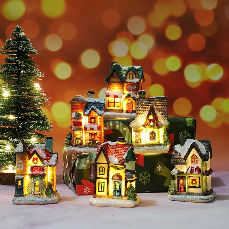 Set of 6 LED Christmas Village Houses