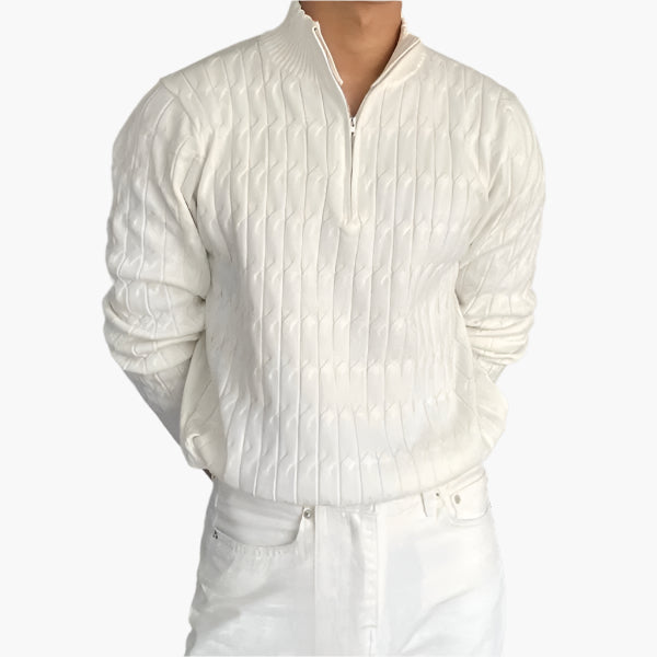 Image of Shane | Men's Quarter Zip Ribbed Sweater