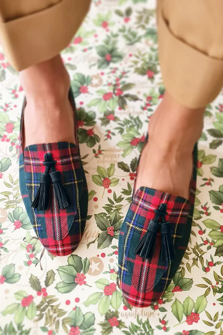 Image of Sharon | Women's Tassel Tartan Loafers
