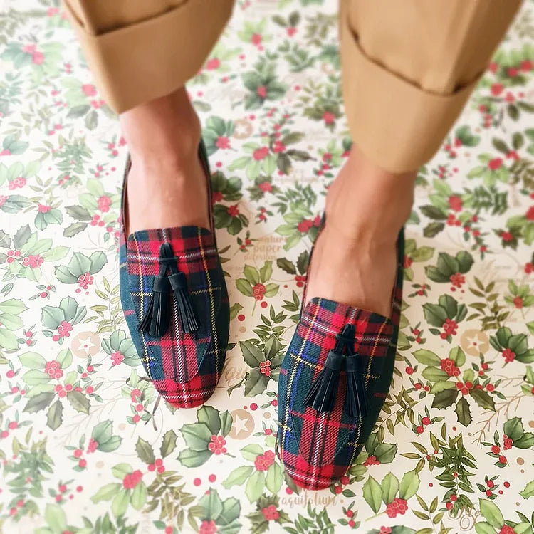 Image of Sharon | Women's Tassel Tartan Loafers