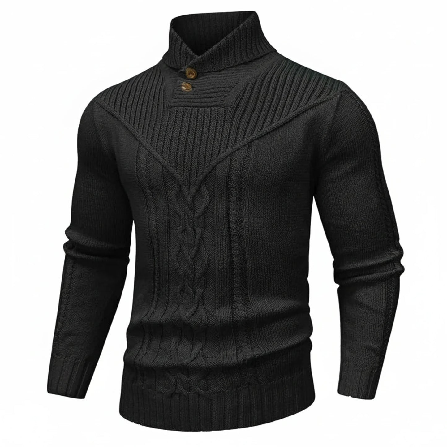 Shawl Collar Cable Knit Sweater for Men