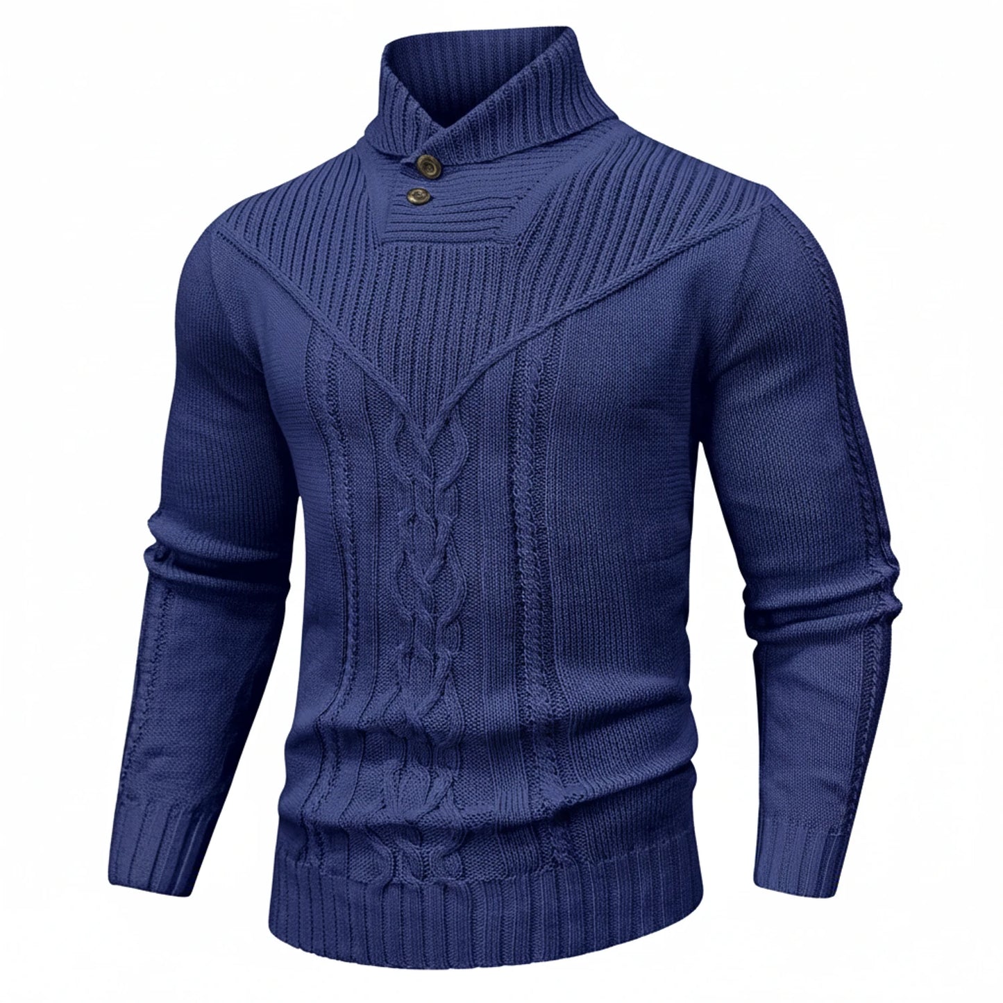Shawl Collar Cable Knit Sweater for Men