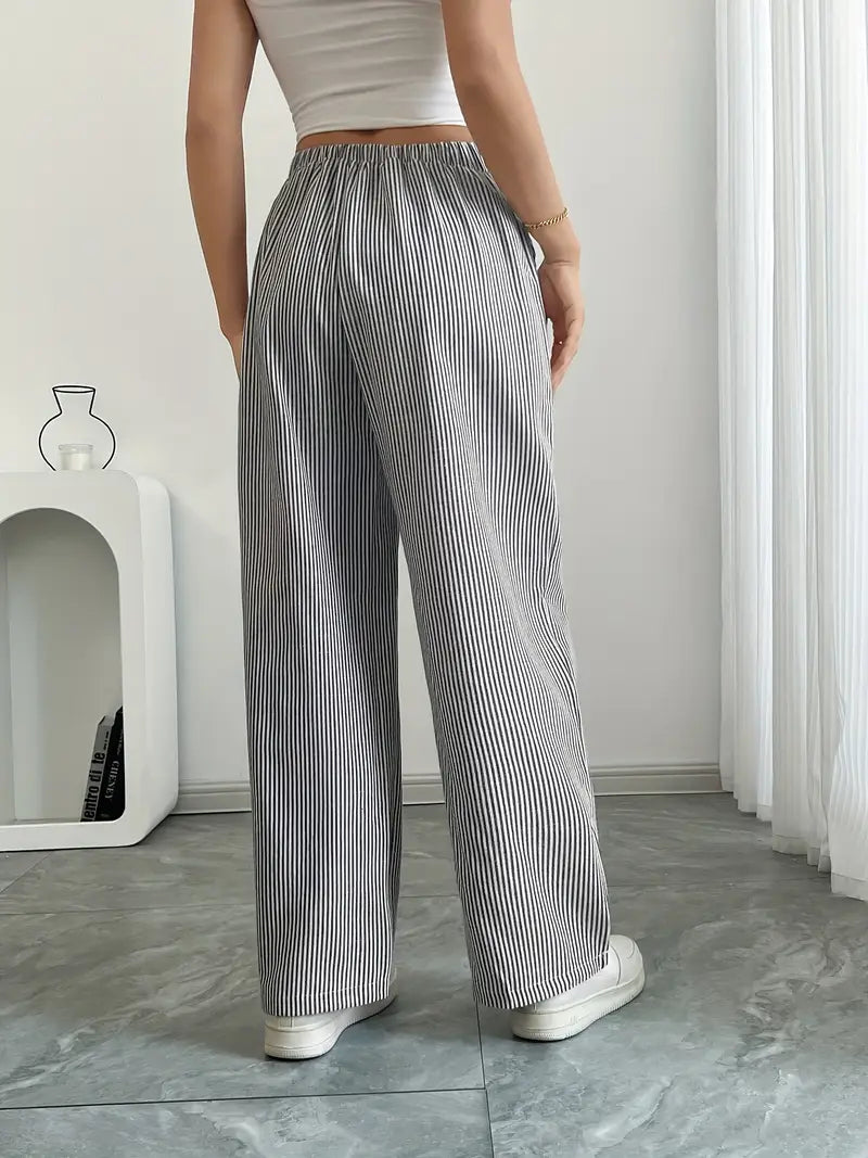 Image of Sheila | Women's High-Waisted Striped Drawstring Pants