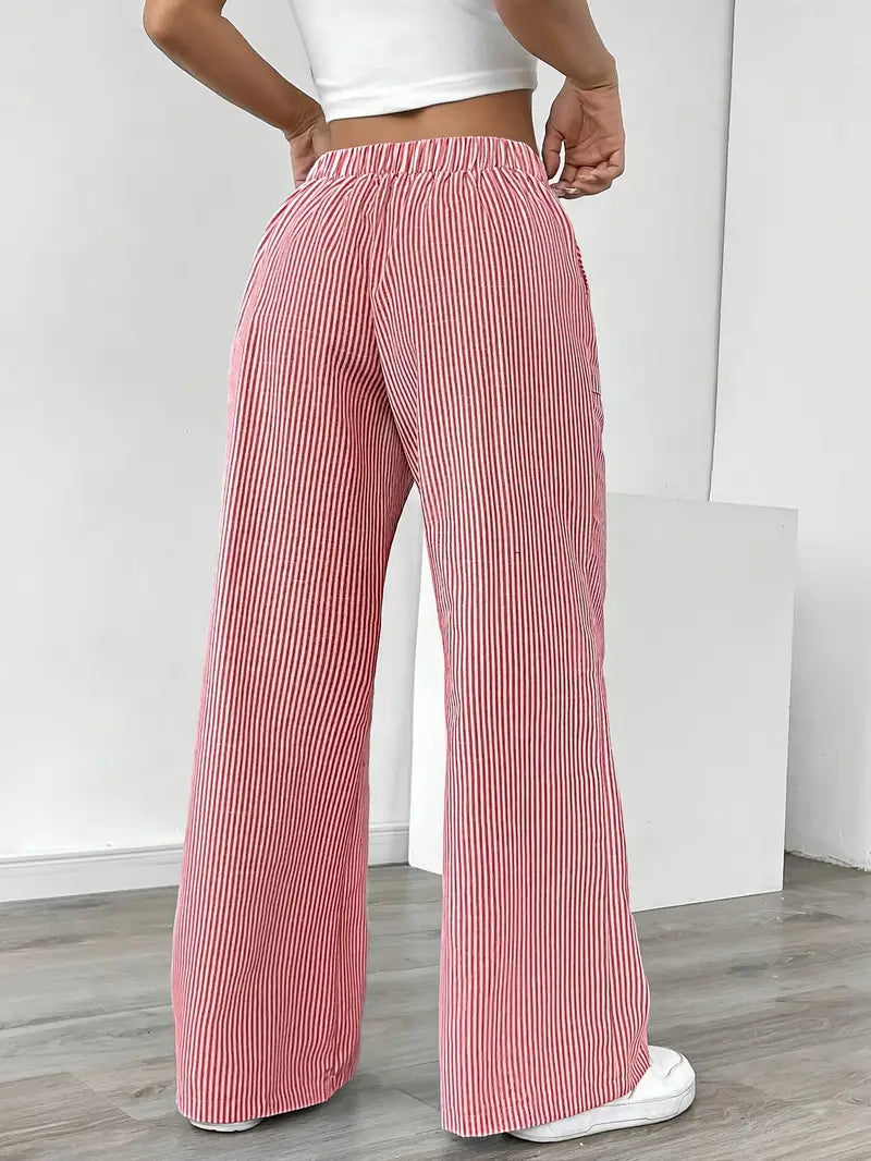 Image of Sheila | Women's High-Waisted Striped Drawstring Pants