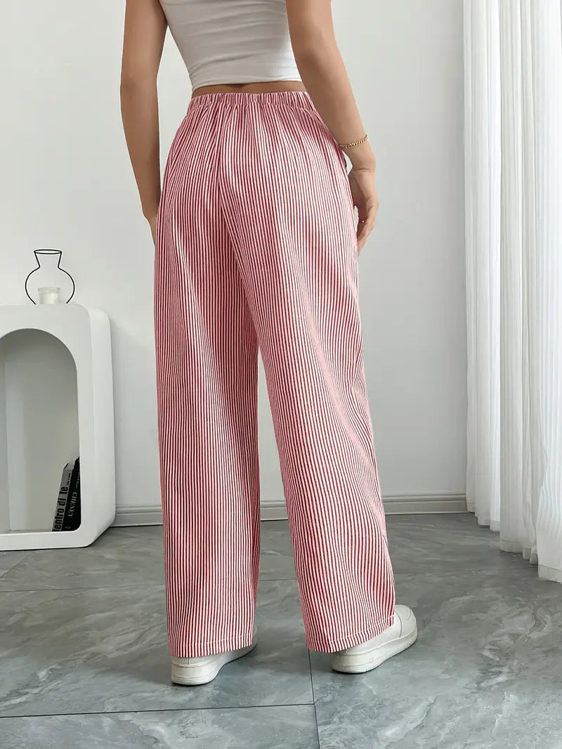 Image of Sheila | Women's High-Waisted Striped Drawstring Pants