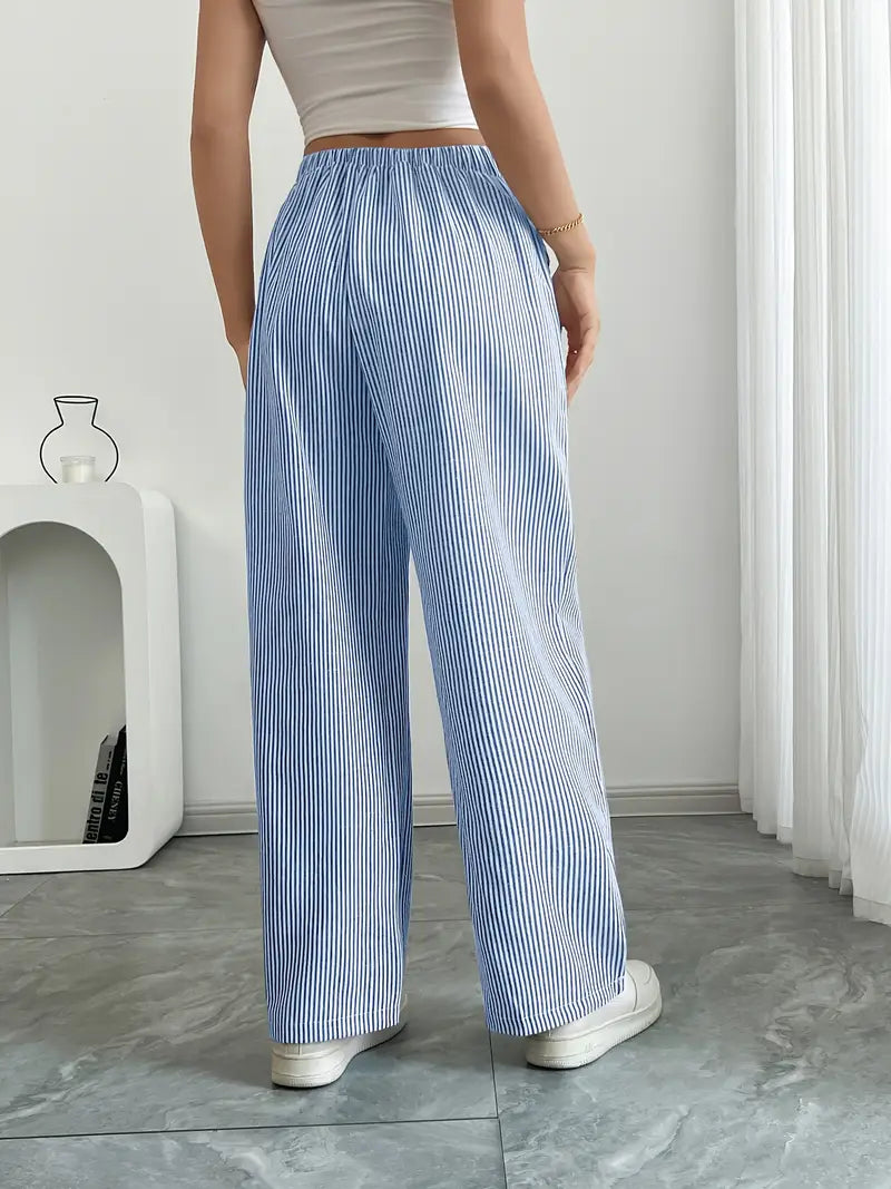 Image of Sheila | Women's High-Waisted Striped Drawstring Pants