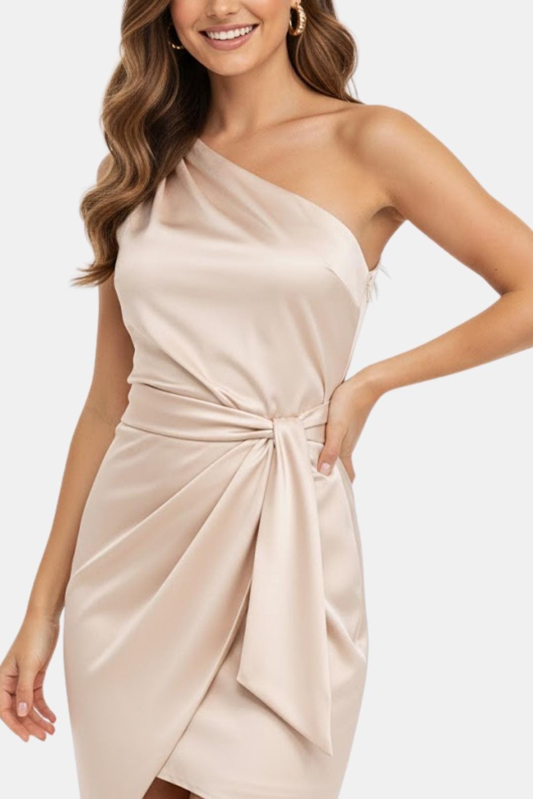 Image of Sheila | Women's One-Shoulder Mini Wrap Dress