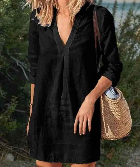 Image of Shelby | Women's V-Neck Long Sleeve Mini Dress