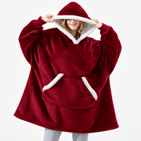 Sherpa-Lined Oversized Cozy Blanket Hoodie Pullover