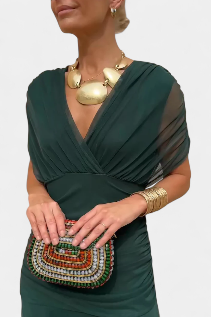 Image of Sienna | Women's V-Neck Wrap Midi Dress