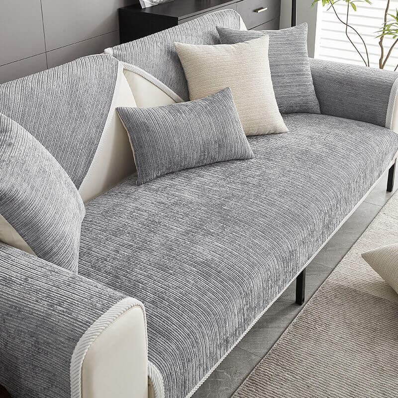 Simple Striped Chenille Anti-Scratch Sofa Cover