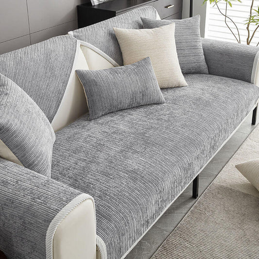 Simple Striped Chenille Anti-Scratch Sofa Cover