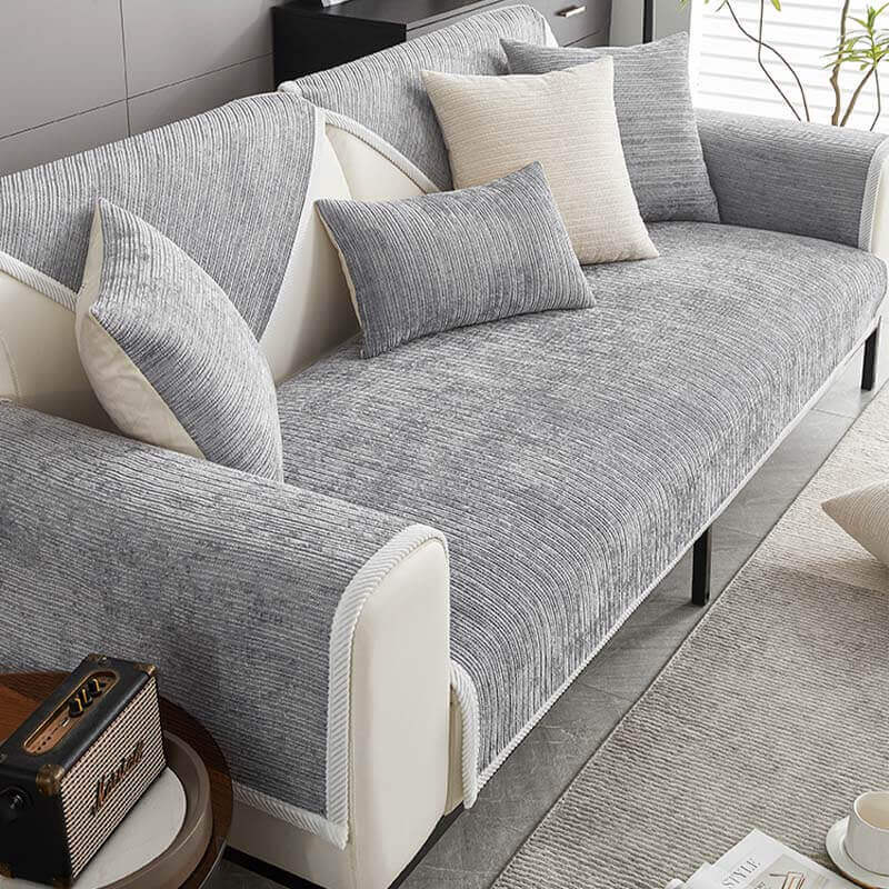 Simple Striped Chenille Anti-Scratch Sofa Cover