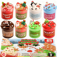 Slime Advent Box with 8 Jars and 16 Add-On Packs of Charms and Sprinkles for Holiday Mixing