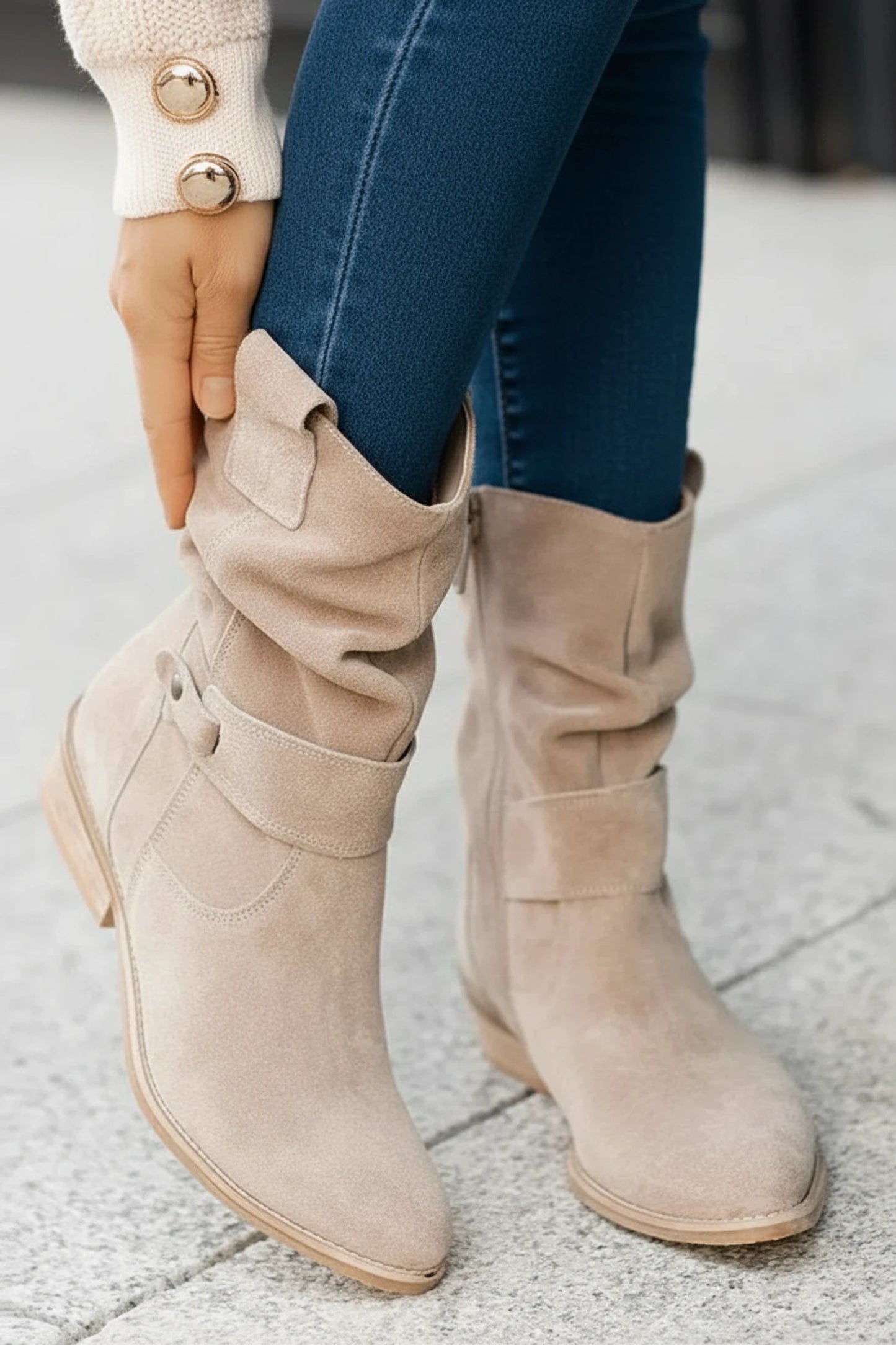 Slouch Ankle Boots Western Style for Women
