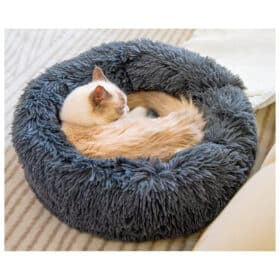 Soft and Soothing Donut Cat Bed (Black, Beige, Gray, Charcoal, or Pink)