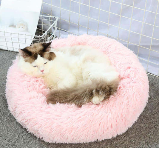 Soft and Soothing Donut Cat Bed (Black, Beige, Gray, Charcoal, or Pink)