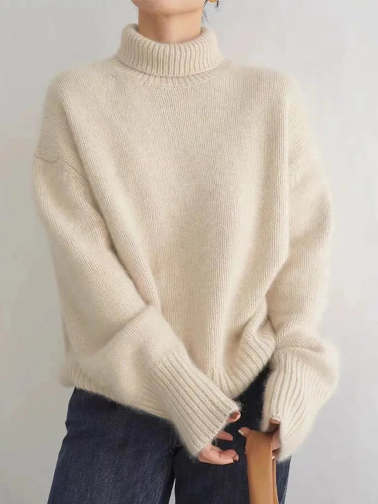 Soft Knit Turtleneck Sweater with Natural Texture