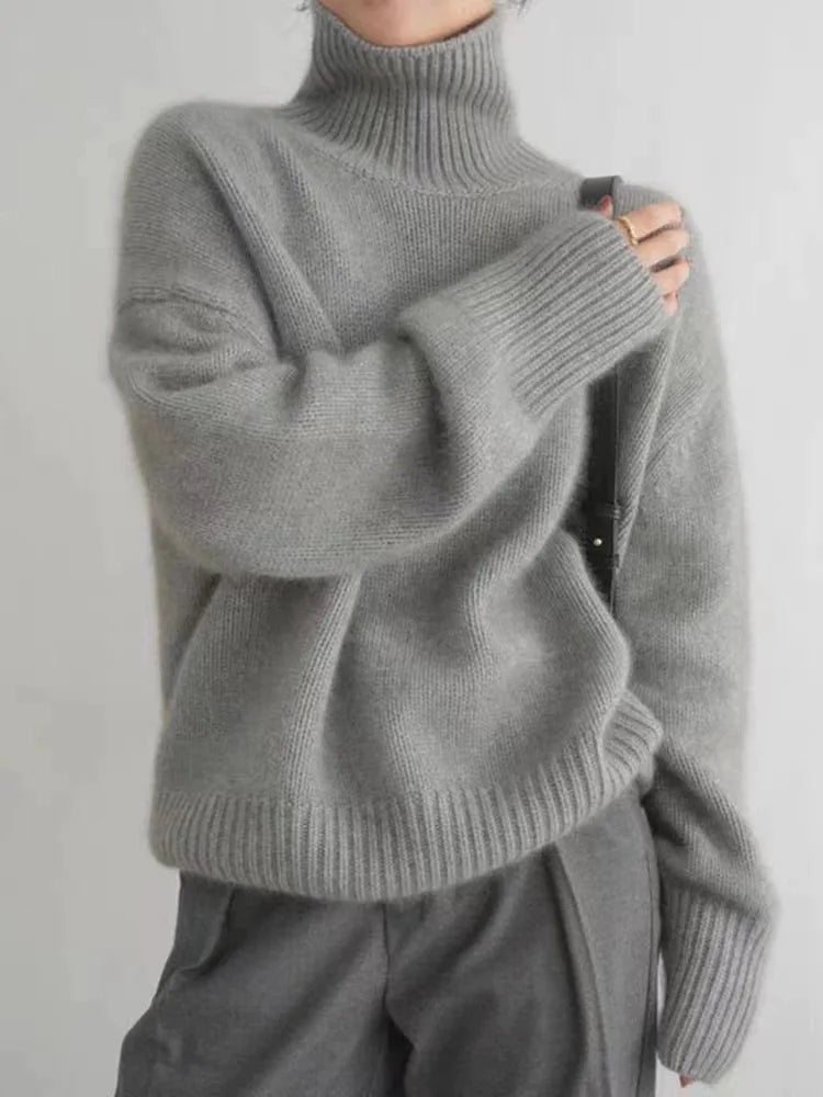 Soft Knit Turtleneck Sweater with Natural Texture