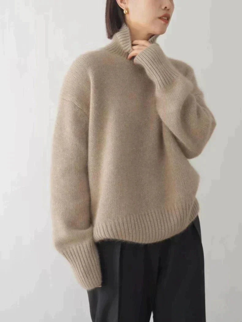 Soft Knit Turtleneck Sweater with Natural Texture