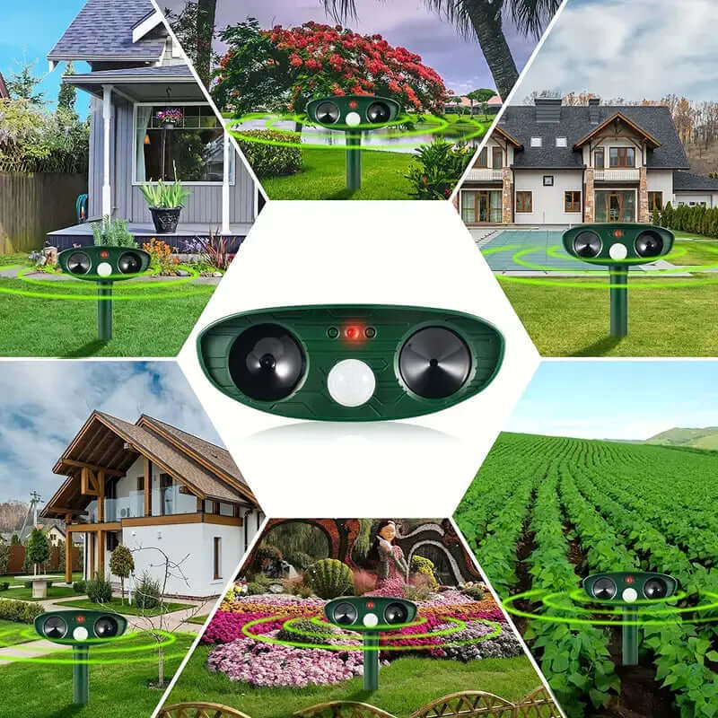 Solar Cat Repeller Ultrasonic - Animal Friendly & Effective