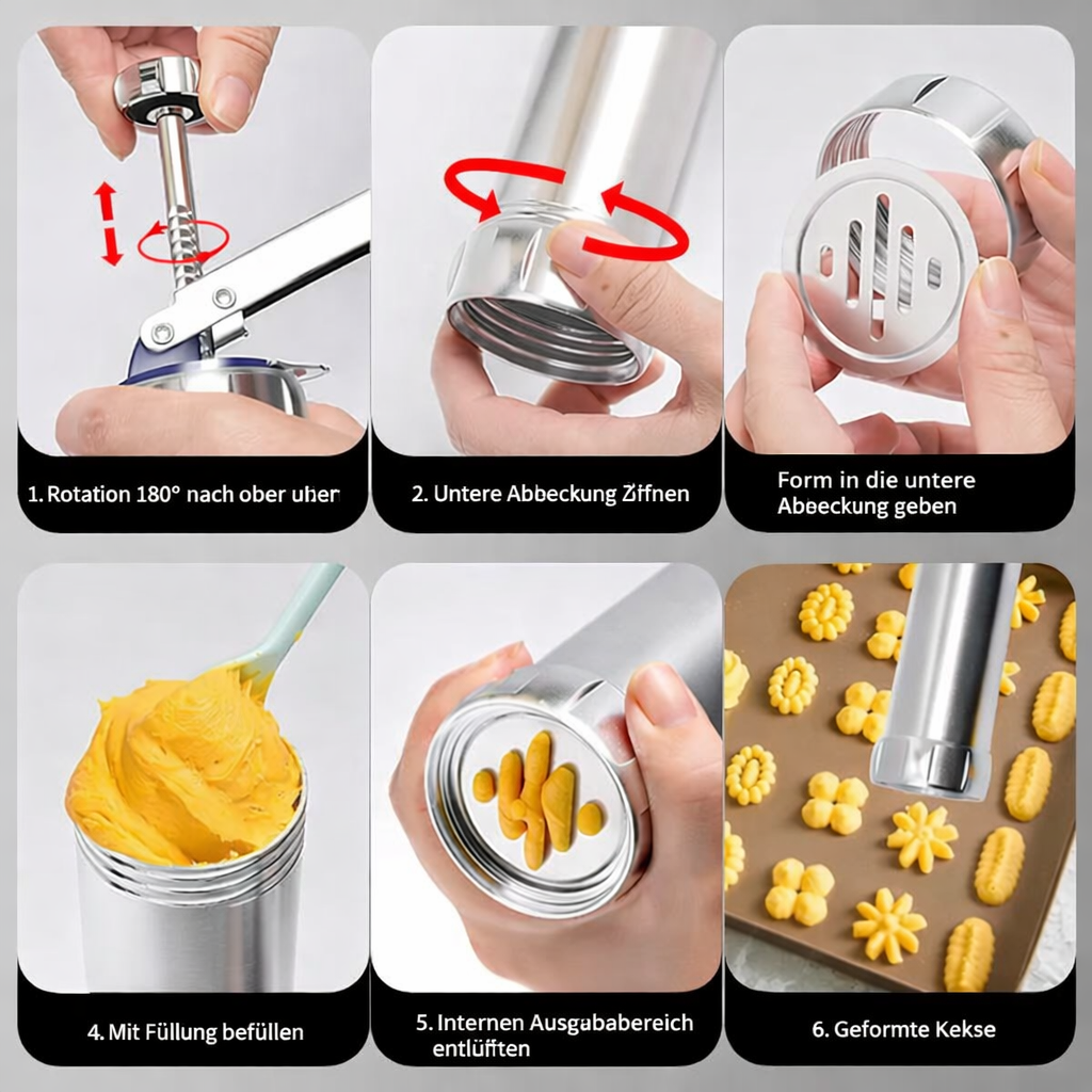 Stainless Steel Cookie Press | Perfect for Even Cookies | BakePro