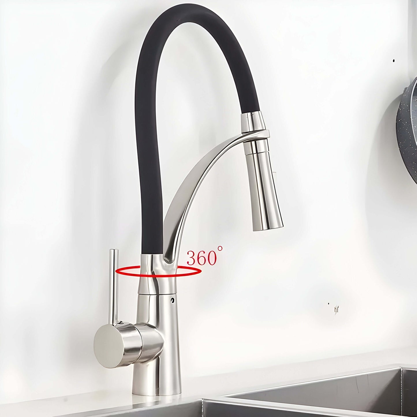 Stainless Steel Faucet - 360° Kitchen Faucet with Pull-Out Spray