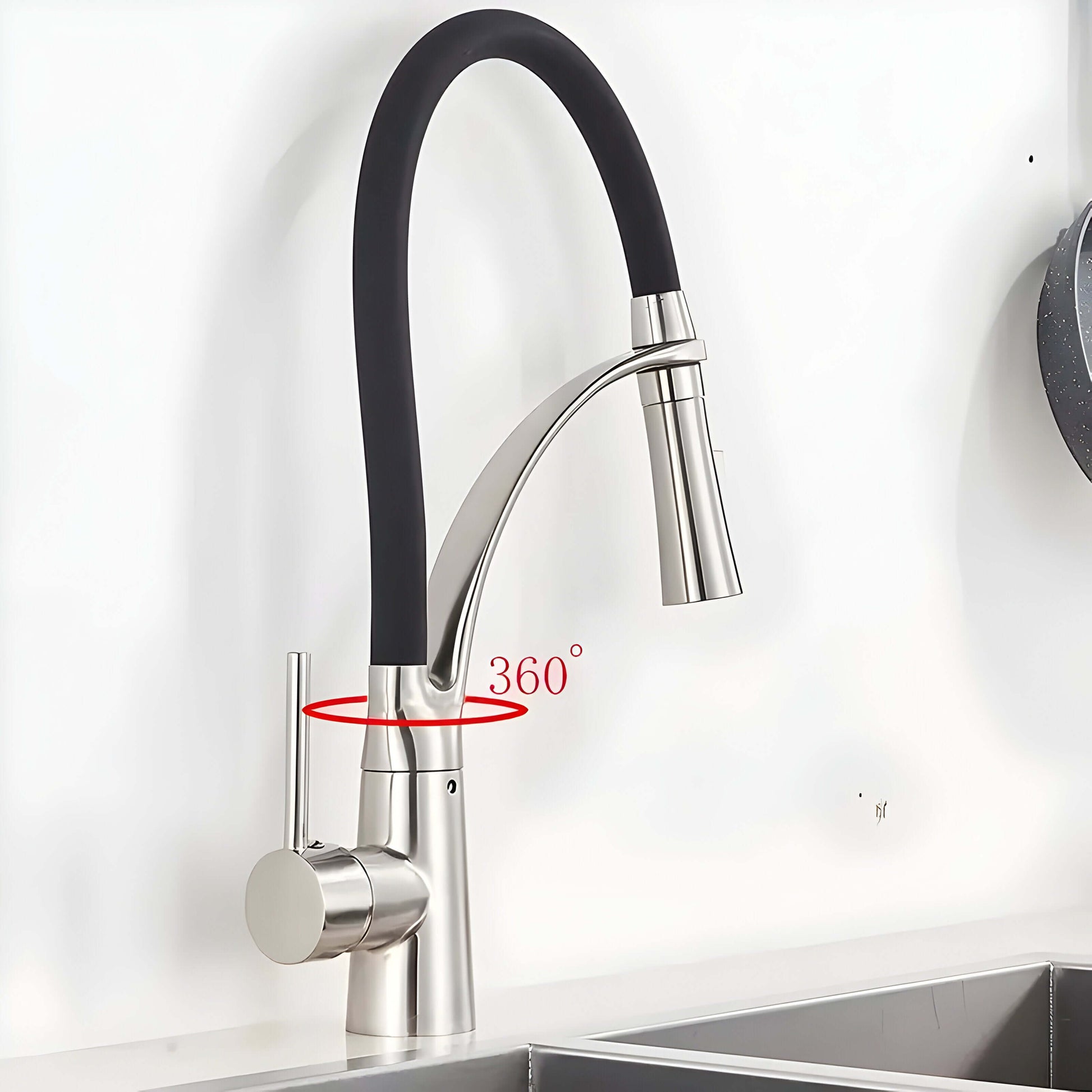 Stainless Steel Faucet - 360° Kitchen Faucet with Pull-Out Spray