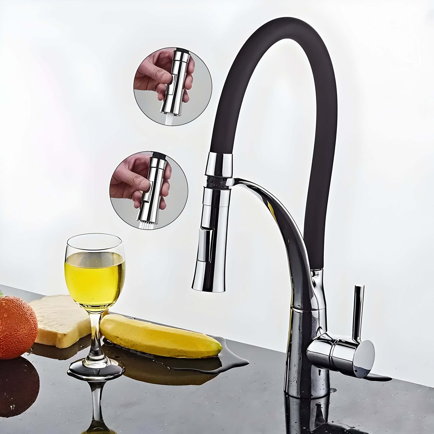 Stainless Steel Faucet - 360° Kitchen Faucet with Pull-Out Spray